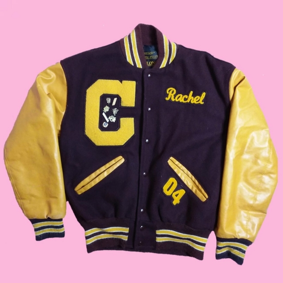 Vtg Rachel Letterman Jacket With Pins 